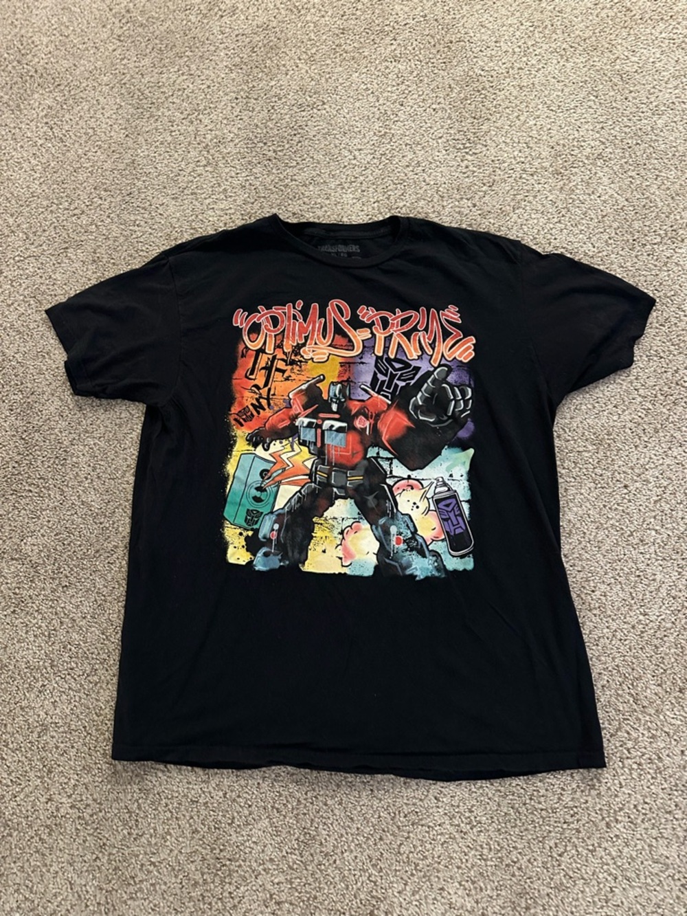 Transformers Optimus Prime T-Shirt Men’s Size XL Graffiti Black